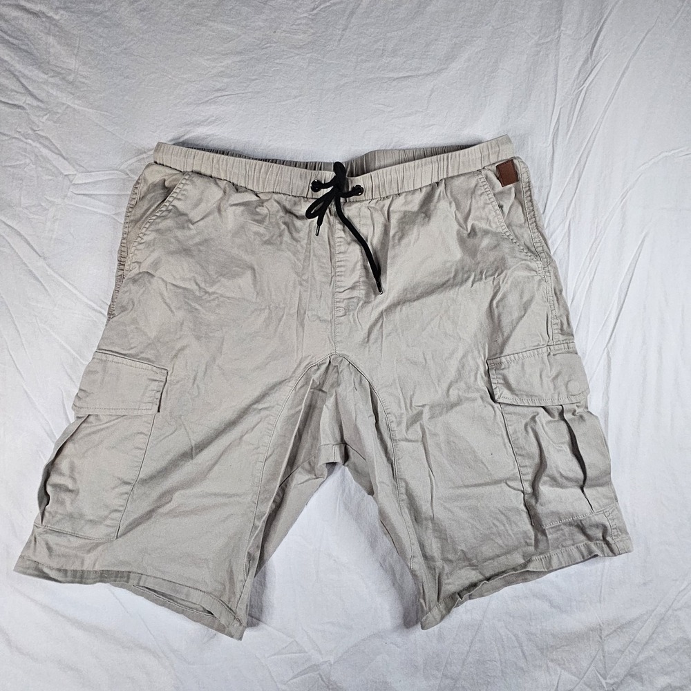 JMIERR Men's Khaki Cargo Shorts Size XL Elastic Waist Drawstring Casual Cotton